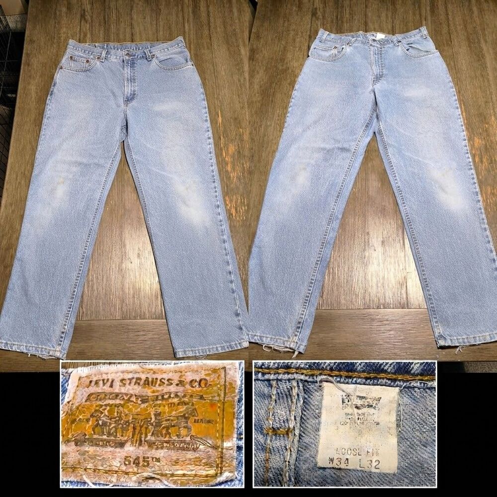 Vintage 90s Levi's 545 Loose Fit Jeans Men's 34x32 Light Wash Denim Straight Leg